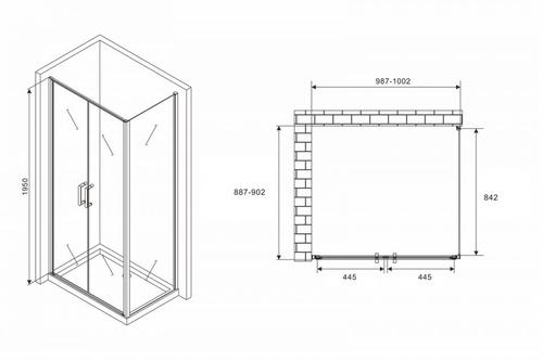 Душевой уголок Abber Sonnenstrand 100х90 черный, матовый  AG04100BC-S90B - 2