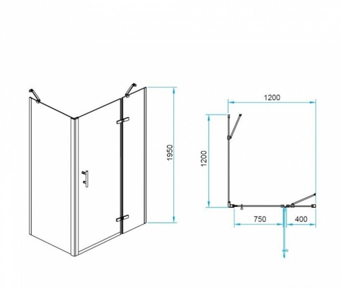 Душевой уголок RGW Passage PA-77B R 120x120 профиль черный стекло прозрачное 41087722-084R - 2