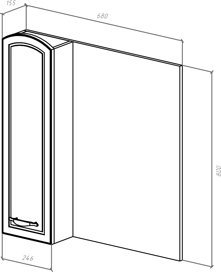 Зеркало-шкаф Bellezza Амелия 70 L, белое, патина золото 4610311002387 - 2