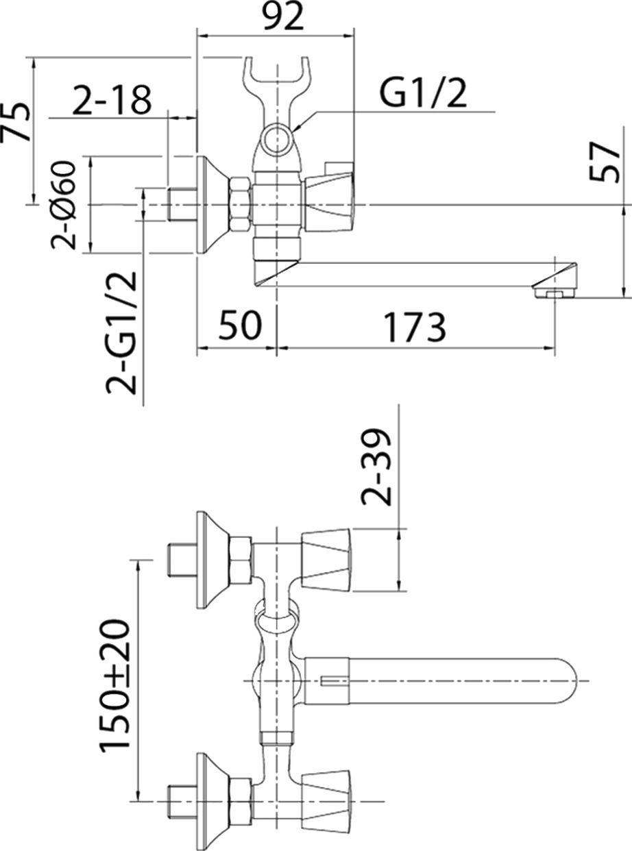 Смеситель Milardo Tring TRISB02M02 для ванны с душем - 2