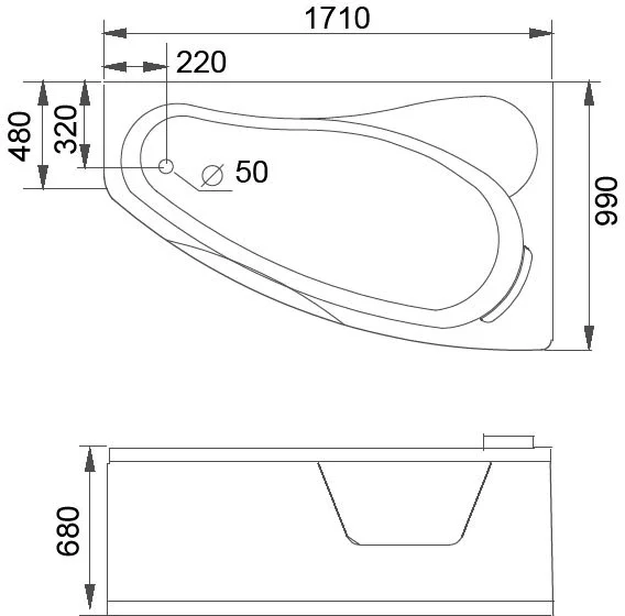 Акриловая ванна Gemy 170x100 с гидромассажем  G9046 II B R - 3