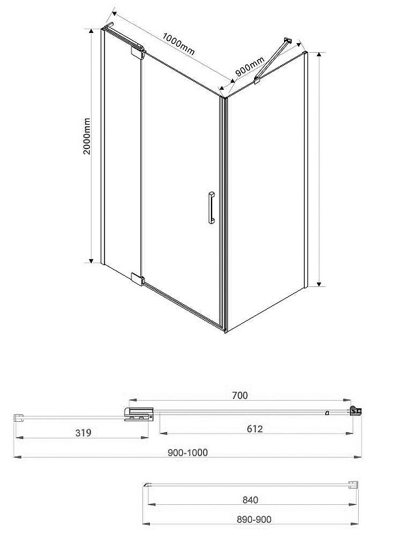 Душевой уголок Vincea Extra 100х90 черный стекло тонированное VSR-1E901090CGB - 1