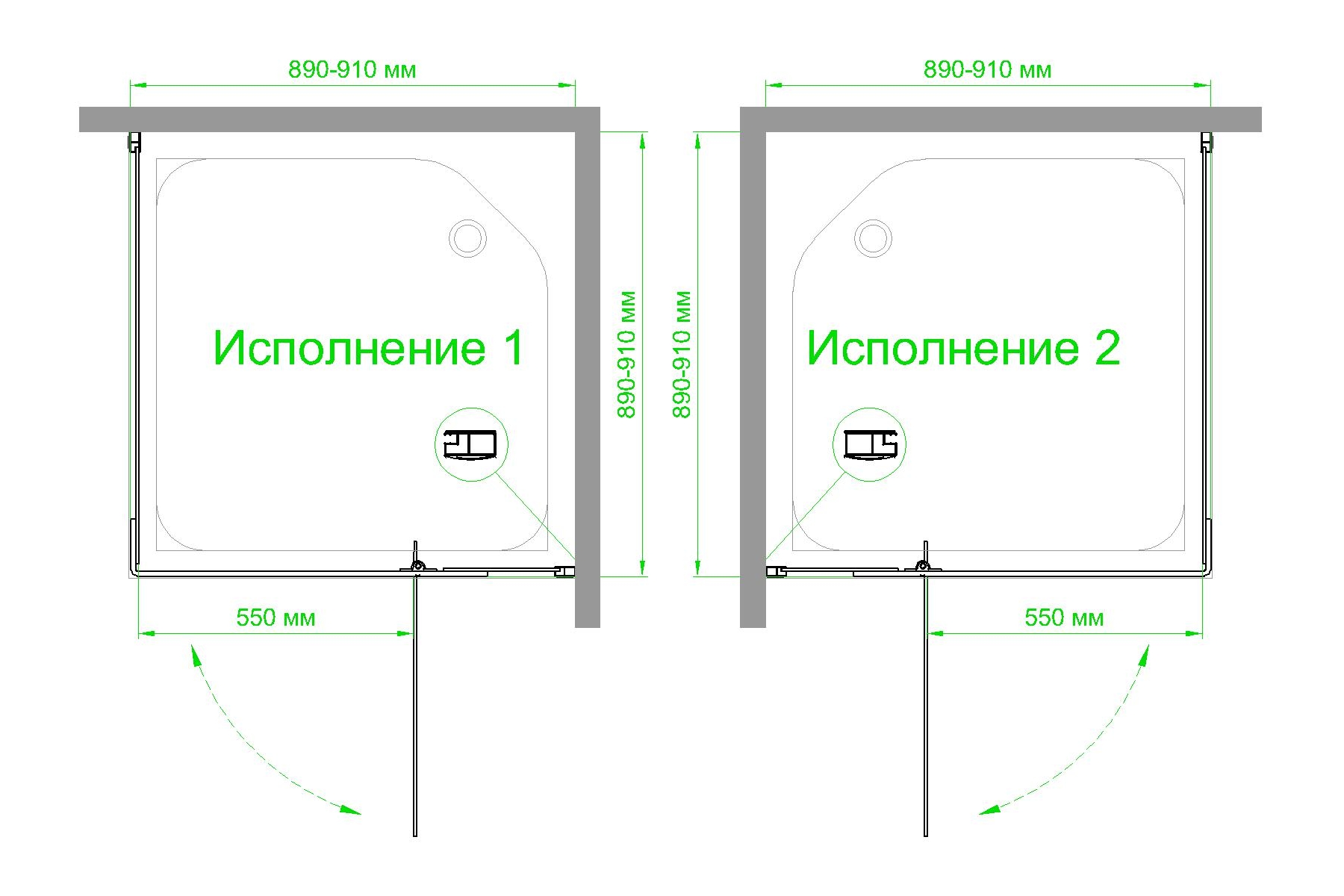 Душевой уголок Royal Bath HPVD 90х90 профиль белый стекло прозрачное RB90HPVD-T - 3