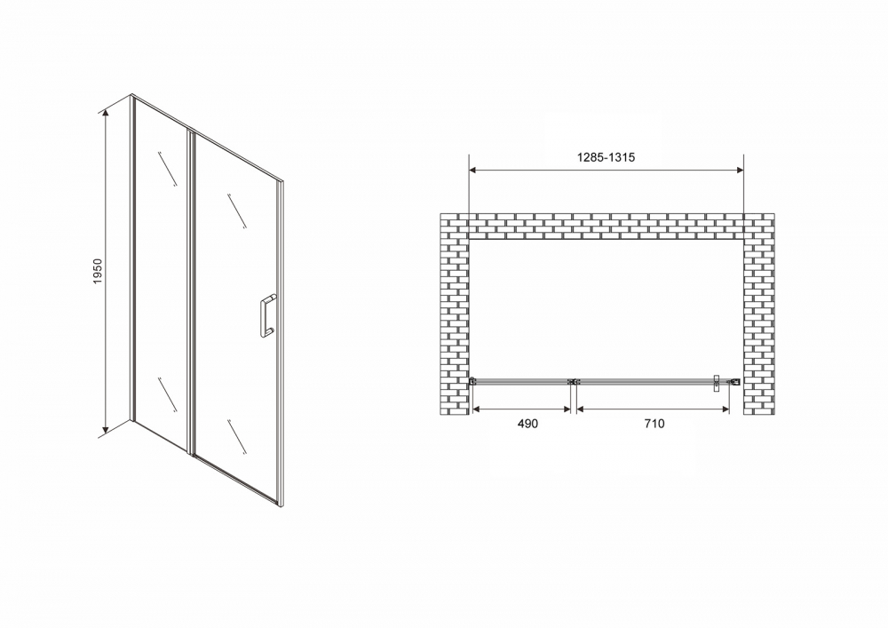 Душевая дверь Abber Sonnenstrand 130 хром  AG04130S - 2