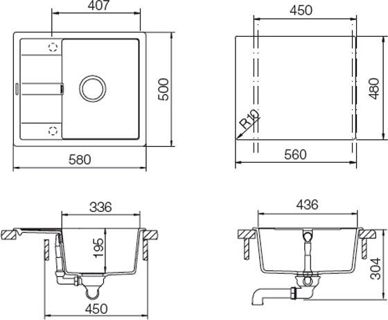 Мойка  Optima 45D  Cristalite эверест 700890 - 1