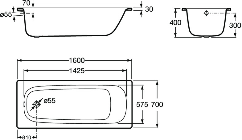 Стальная ванна Roca Contesa 160x70 23596000O - 6