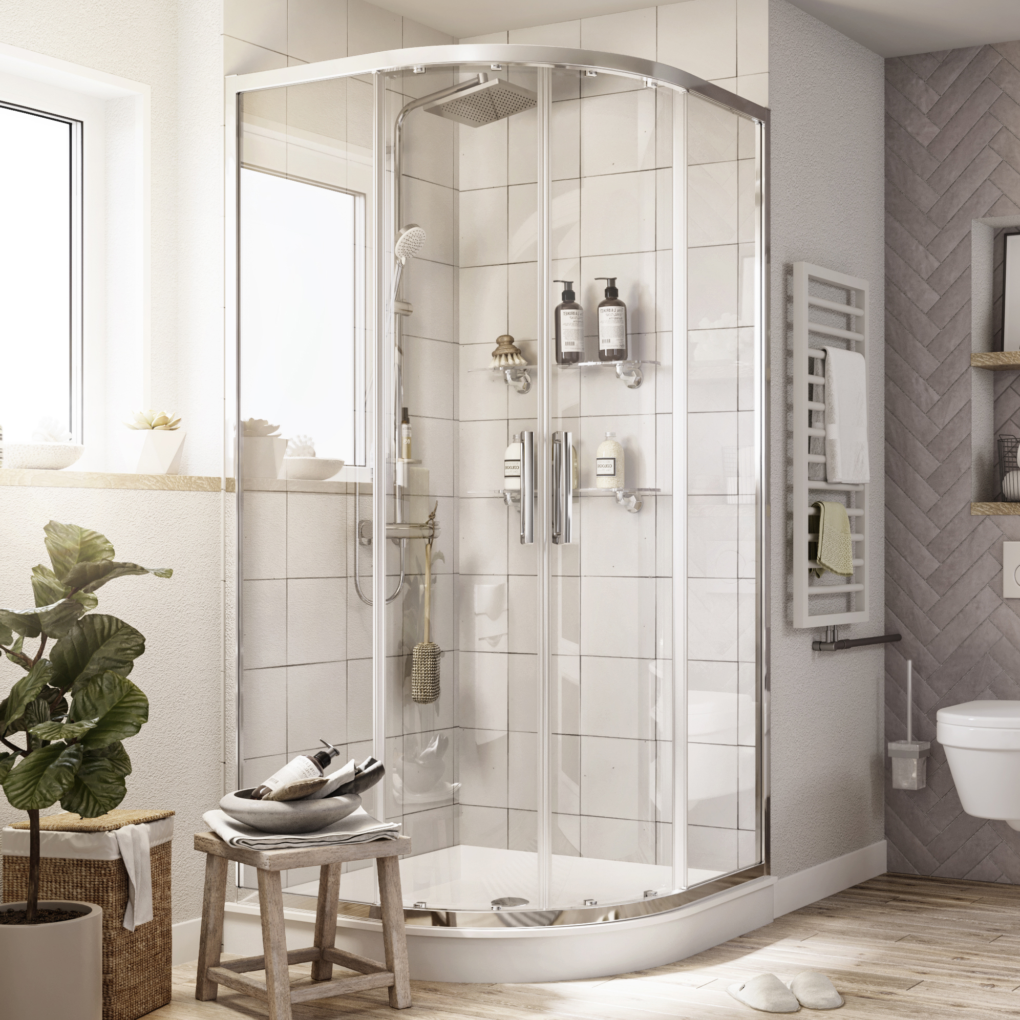 Душевой уголок STWORKI Хельсинки DE018RL100100200CH 100x100 см профиль хром глянец 3GW031TTKK000 - 0