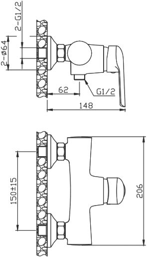 Смеситель Orange Tony M54-200cr для душа - 1