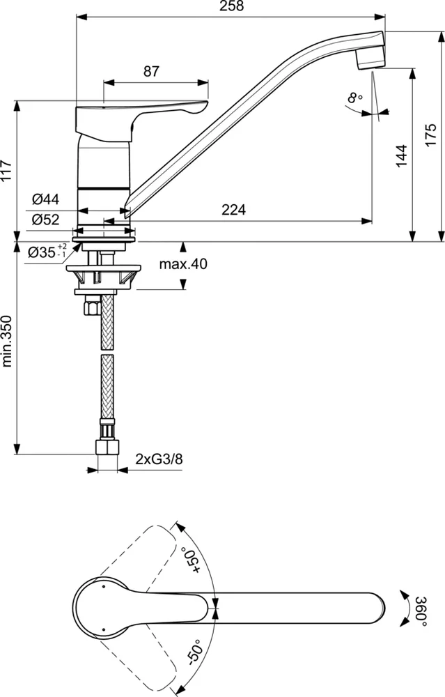 Смеситель для кухни Ideal Standard Alpha хром  BC490AA - 2