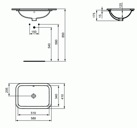 Раковина Ideal Standard Connect 58х41, белый  E506101 - 2