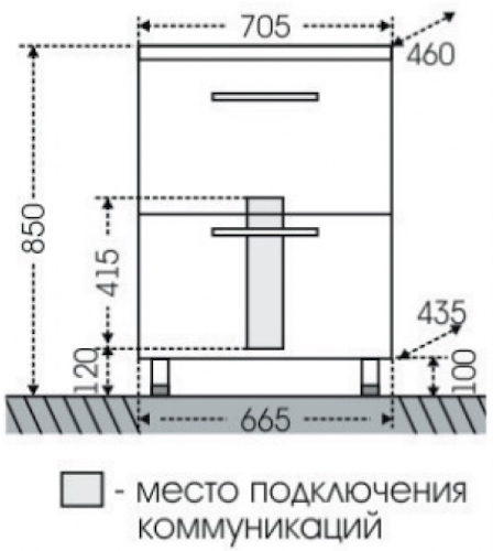 Тумба под раковину напольная Санта Калипсо 70 белый 217005лN - 4