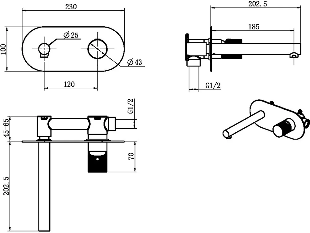 Смеситель для раковины Boheme Stick touch chrome, хром  125-CRCR.2 - 1