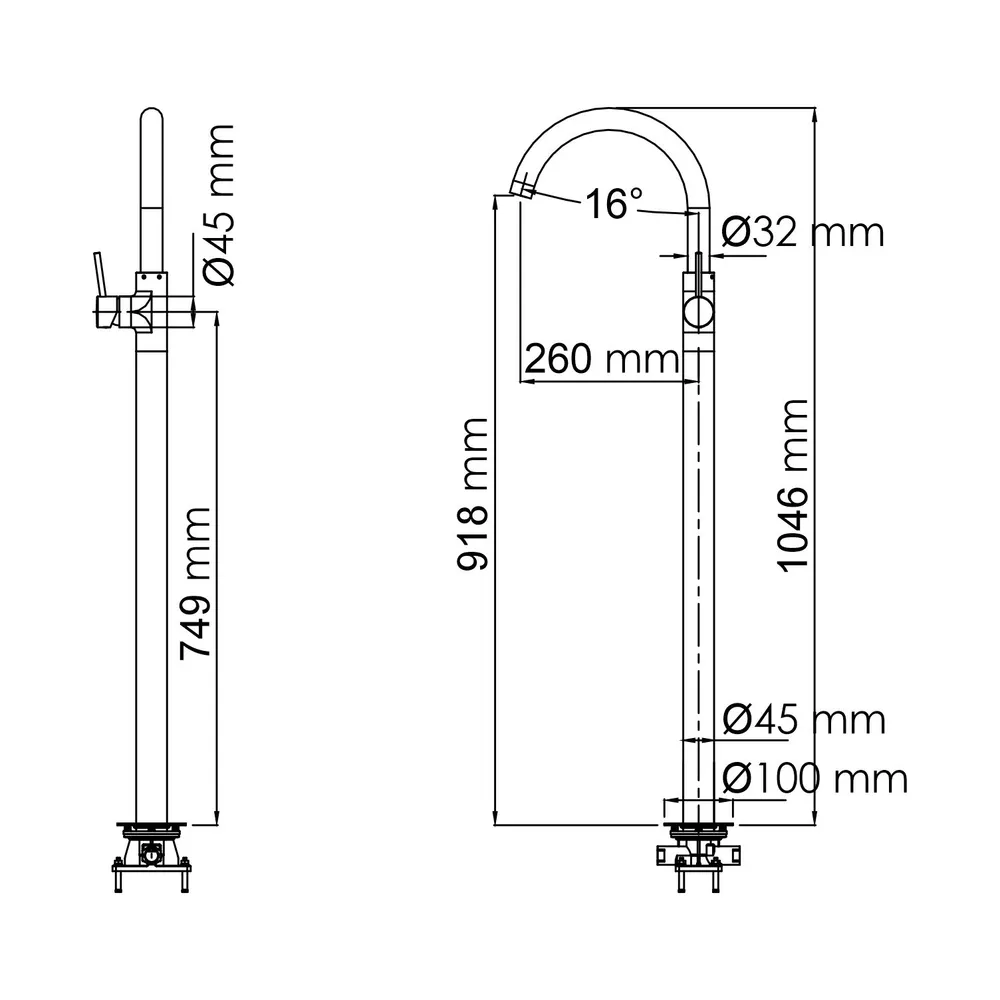 Смеситель напольный для раковины Wasserkraft Main хром 4153 - 3