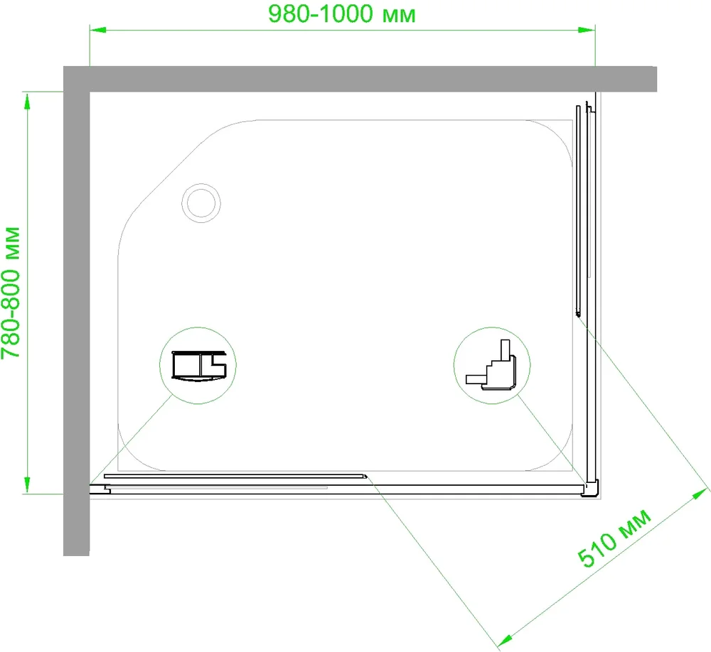 Душевой уголок Royal Bath HPD 100х80 профиль черный стекло матовое RB8100HPD-C-BL - 2