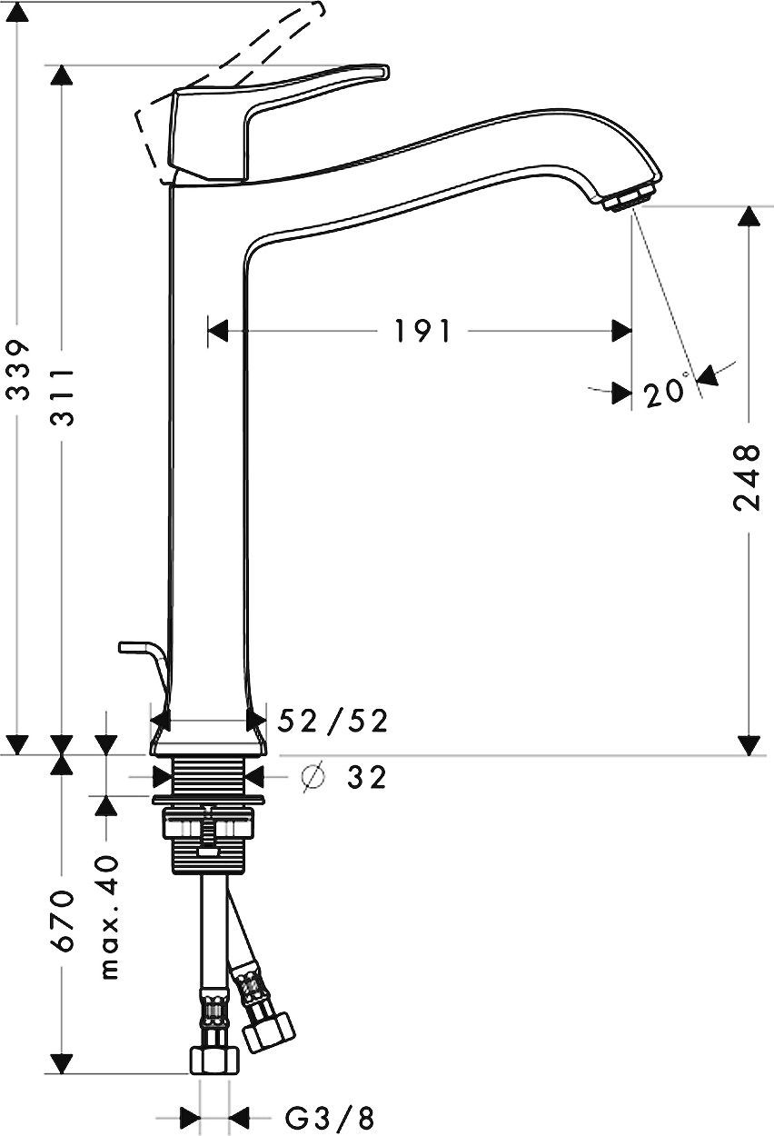 Смеситель Hansgrohe Metris Classic 31078000 для раковины - 4