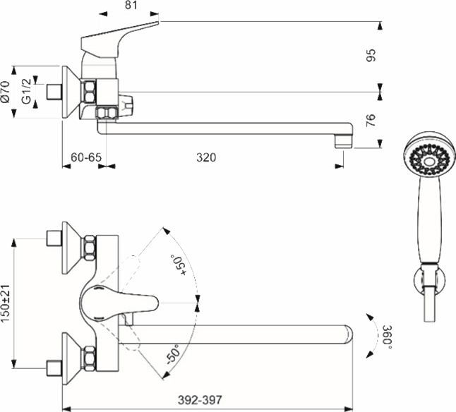 Смеситель для душа Vidima Fine хром  BA387AA - 1