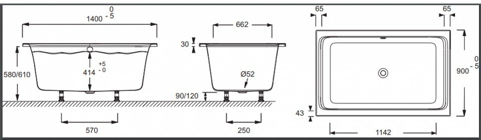 E6D123-00 Capsule ванна/душ 140X90 - 1