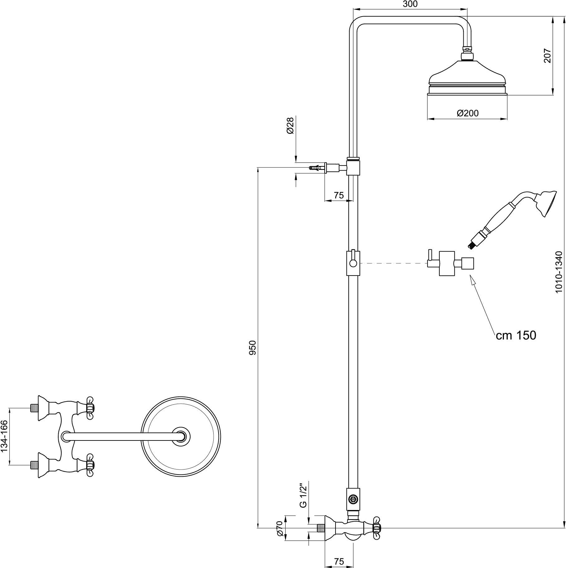 Душевая стойка Webert Ottocento OT760405010 золото - 4