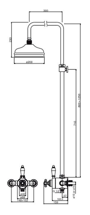 Душевая стойка Cezares Elite  ELITE-CD-T-03/24-Bi - 2