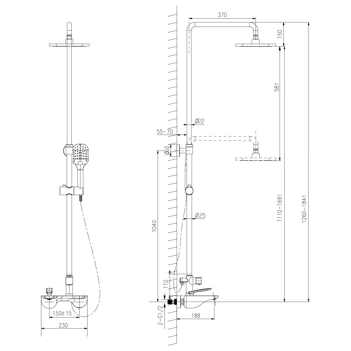 Душевая стойка Lemark Bellario  LM6862C - 1