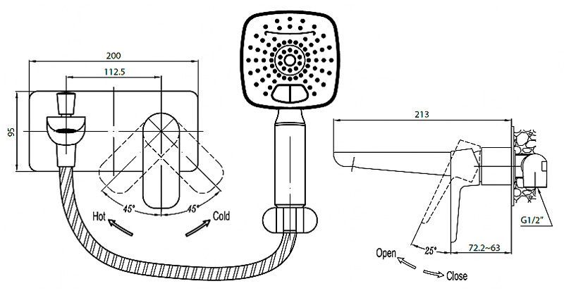 Смеситель Cezares Grace C VD2 01 С ВНУТРЕННЕЙ ЧАСТЬЮ GRACE-C-VD2-01 - 1