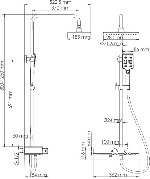 Душевая стойка Wasserkraft A11301 Thermo - 12