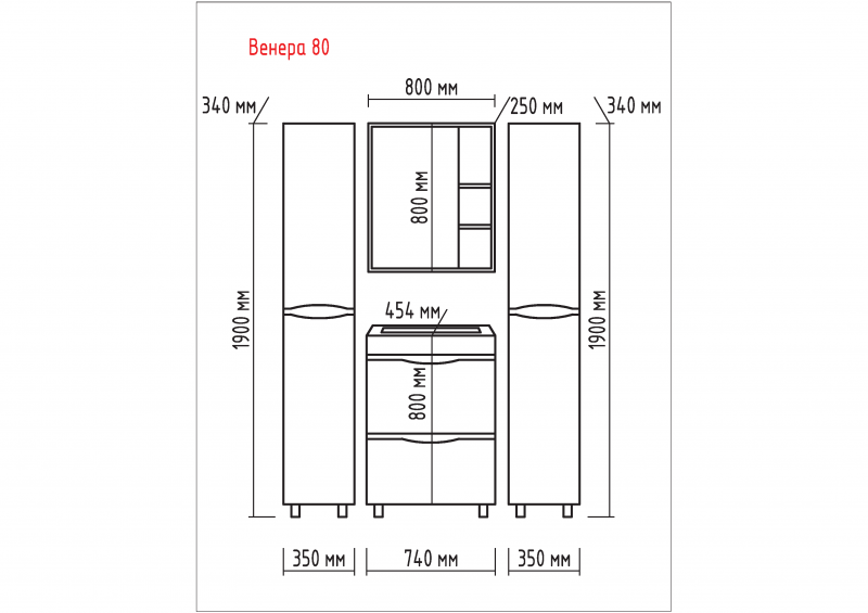 Венера - 80 Зеркало-шкаф прав. со светом белое П-Внр04080-01СвП - 3