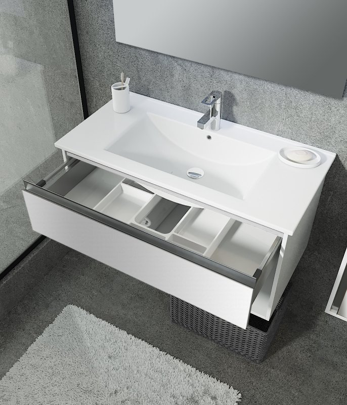 Тумба с раковиной Sanvit Контур 120 белый глянец - 1
