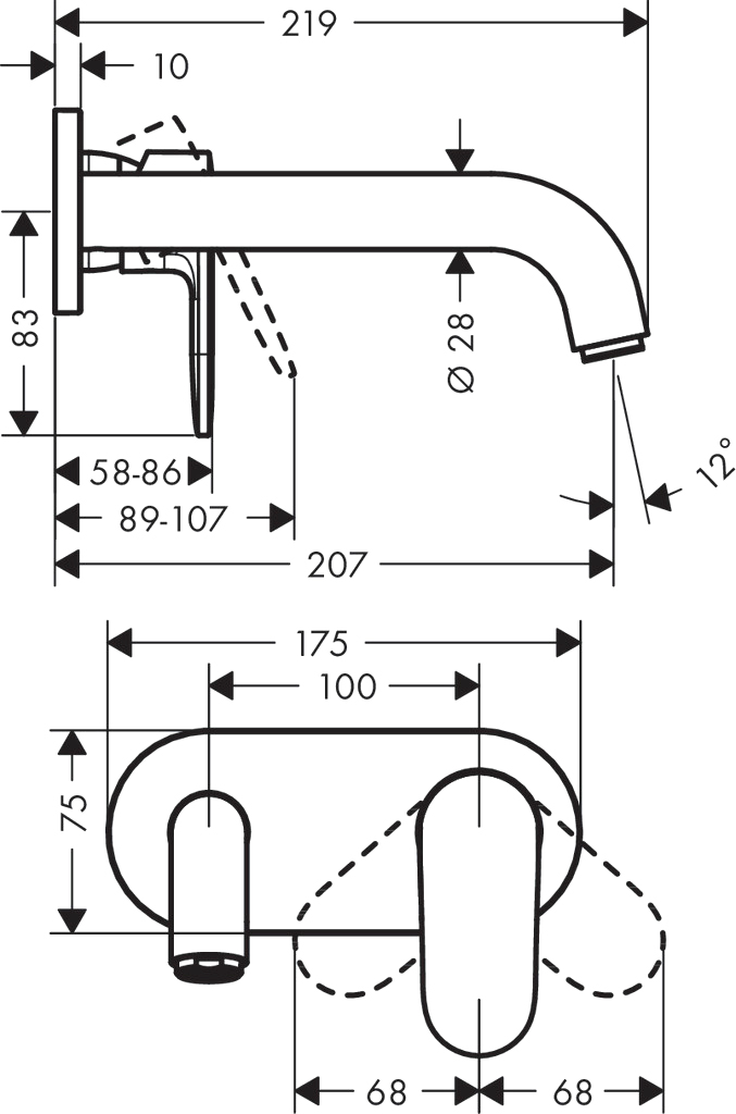 Смеситель Hansgrohe Vernis Shape 71578670 для раковины, черный - 1