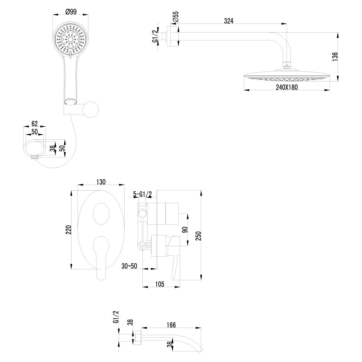 Душевой гарнитур Lemark Atlantiss  LM3222C - 1