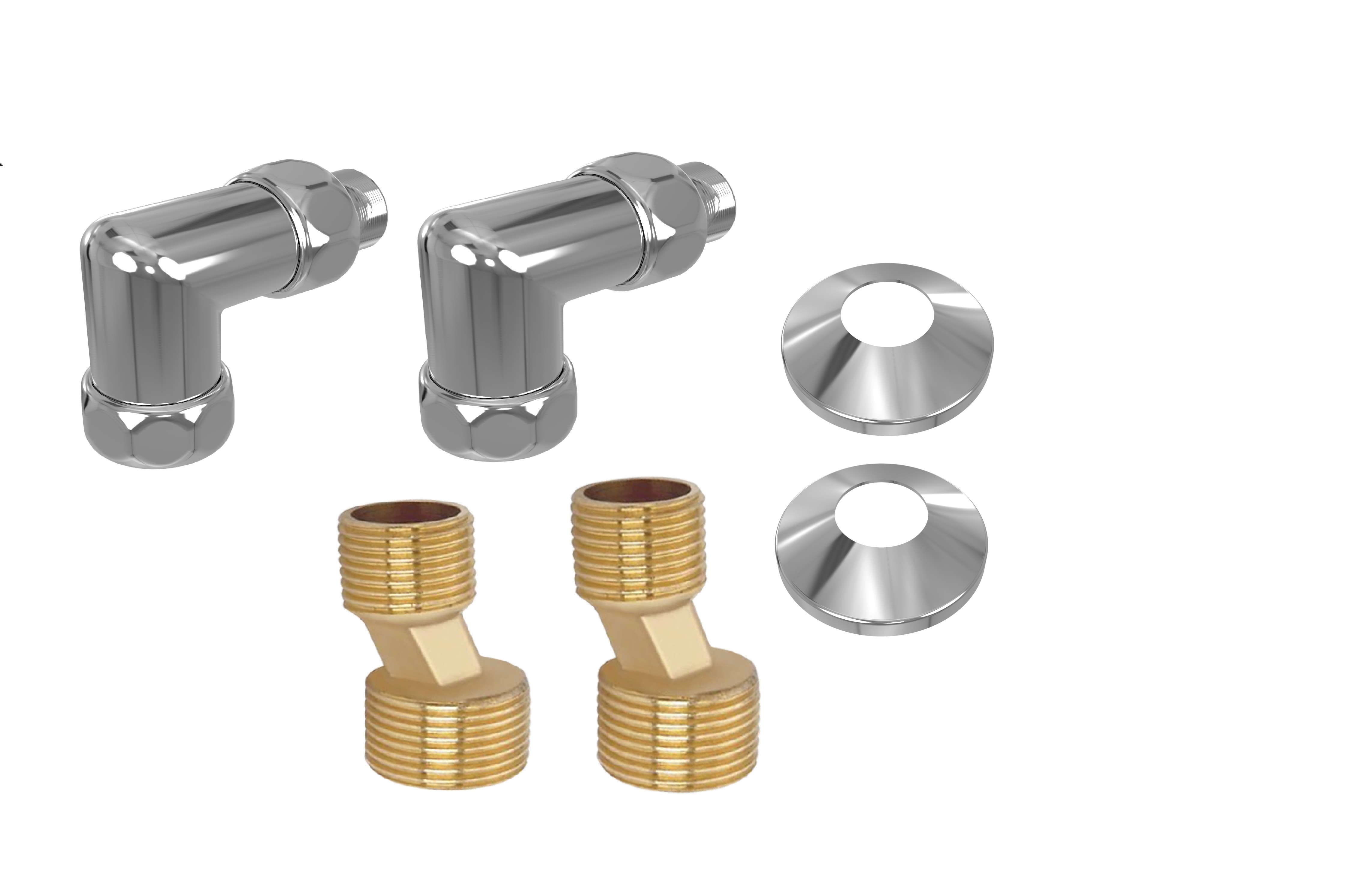Комплект подключения 2шт.: уголок со сгоном 3/4х1/2, эксцентрик, отражатель, цвет хром AQ 3020CH - 0