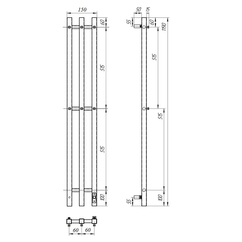 Полотенцесушитель электрический Point Гермес 120х120 хром PN13822 - 2