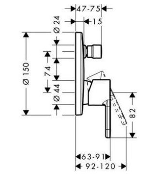 Смеситель для ванны Hansgrohe Metropol S  14466000 - 1