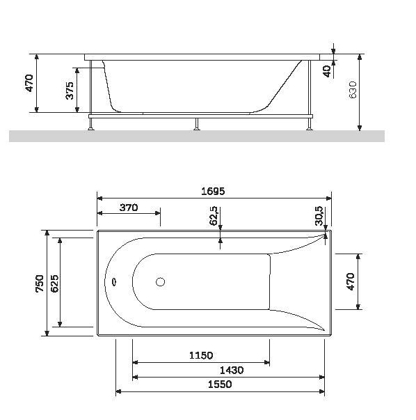 Акриловая ванна AM.PM Spirit 170x75 W72A-170-075W-A2 - 5