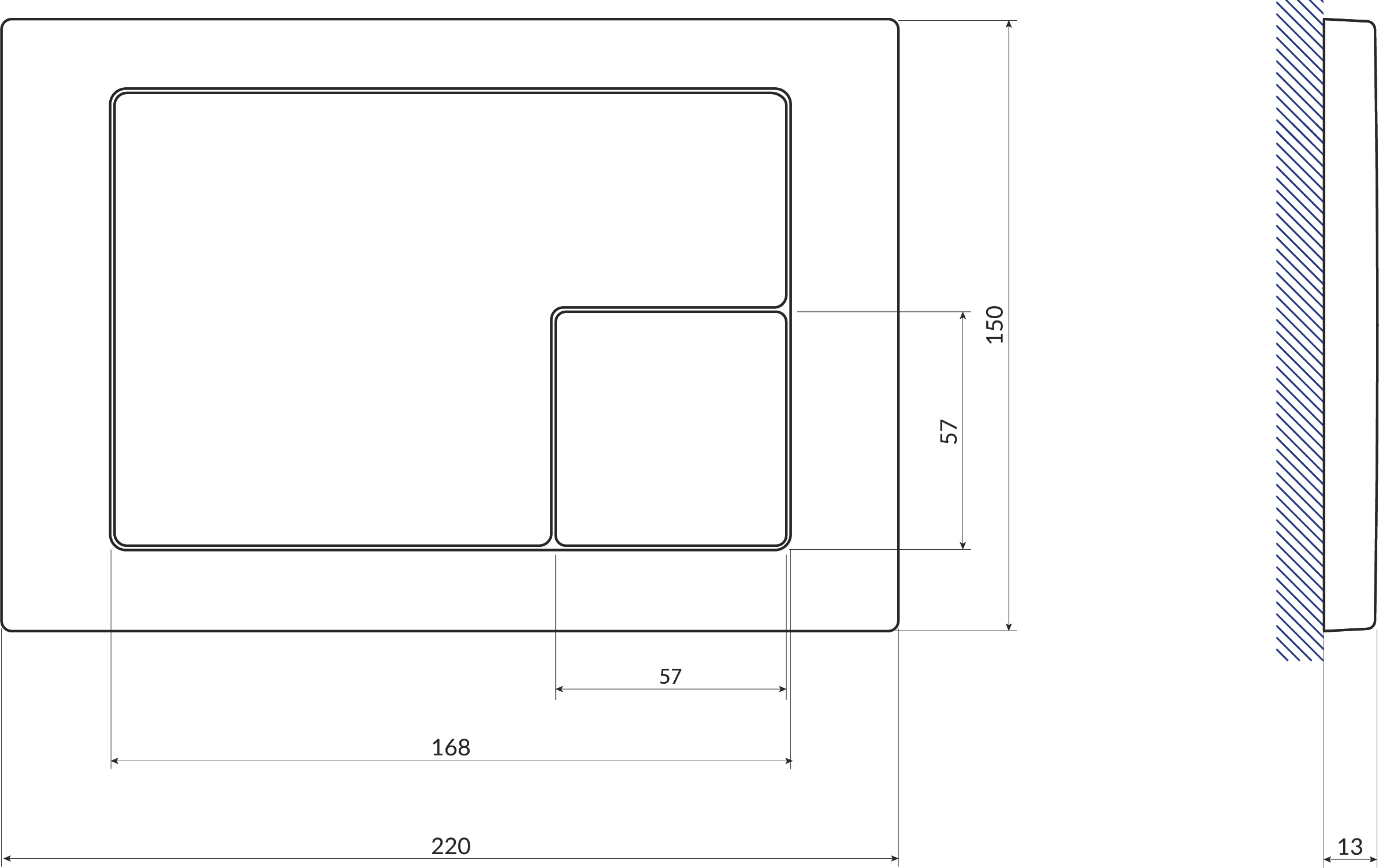 Система инсталляции для унитазов Cersanit Vector, 40 кнопка Corner хром 64183 - 5