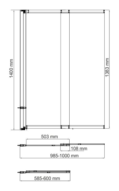 Шторка на ванну Wasserkraft Main 100х140 профиль черный стекло прозрачное 61S02-100WS Fixed - 2