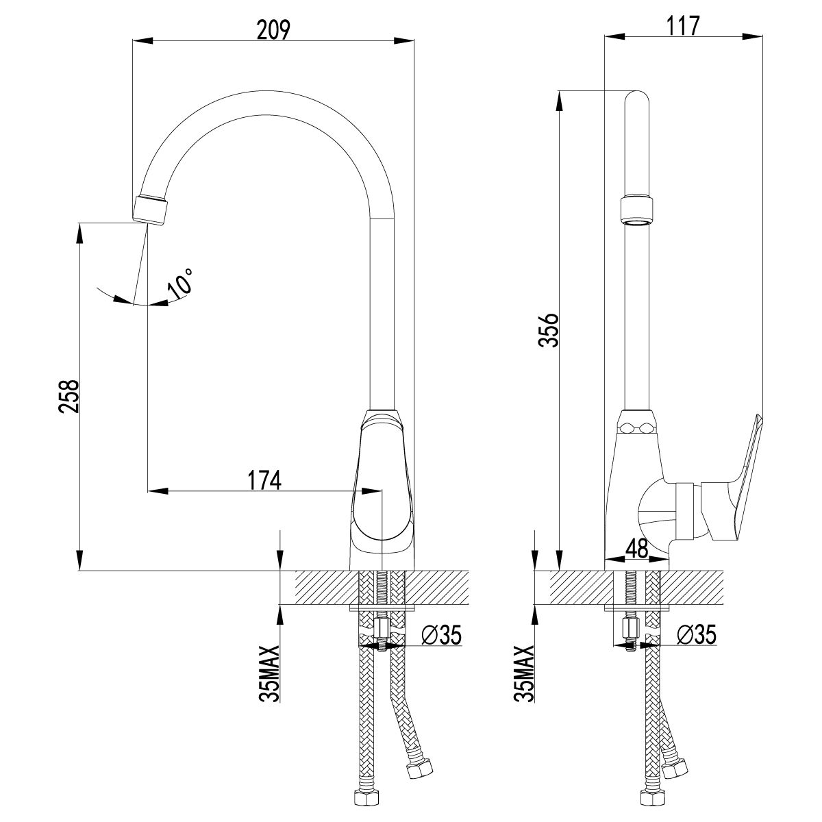 Смеситель для кухонной мойки Lemark Partner хром  LM6555C - 1