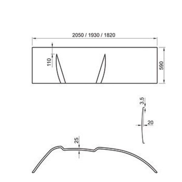 Передняя панель для ванны ASYMMETRIC 160 R CZ47100000 - 1