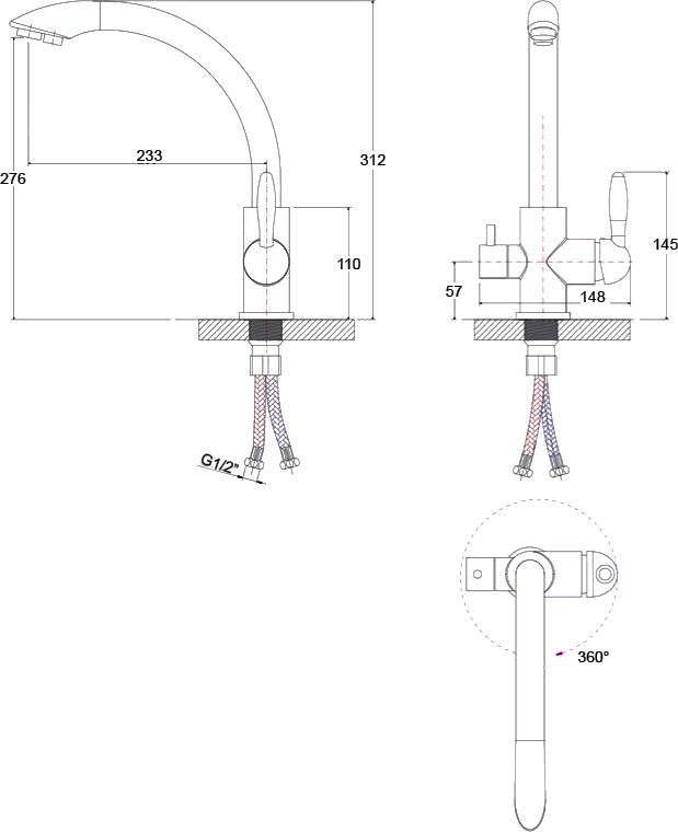 Смеситель Paulmark Essen для кухонной мойки, антрацит Es213001-401 - 1