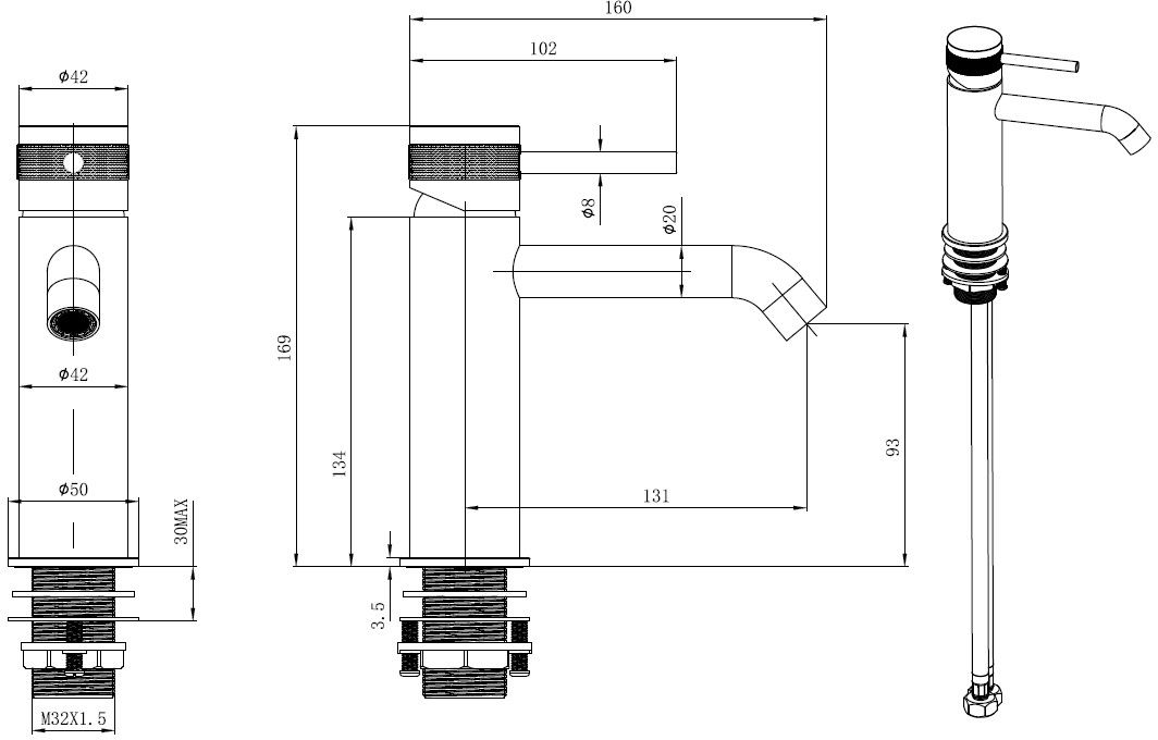 Смеситель для раковины Allen Brau Priority сталь матовый 5.31A01-BN - 21