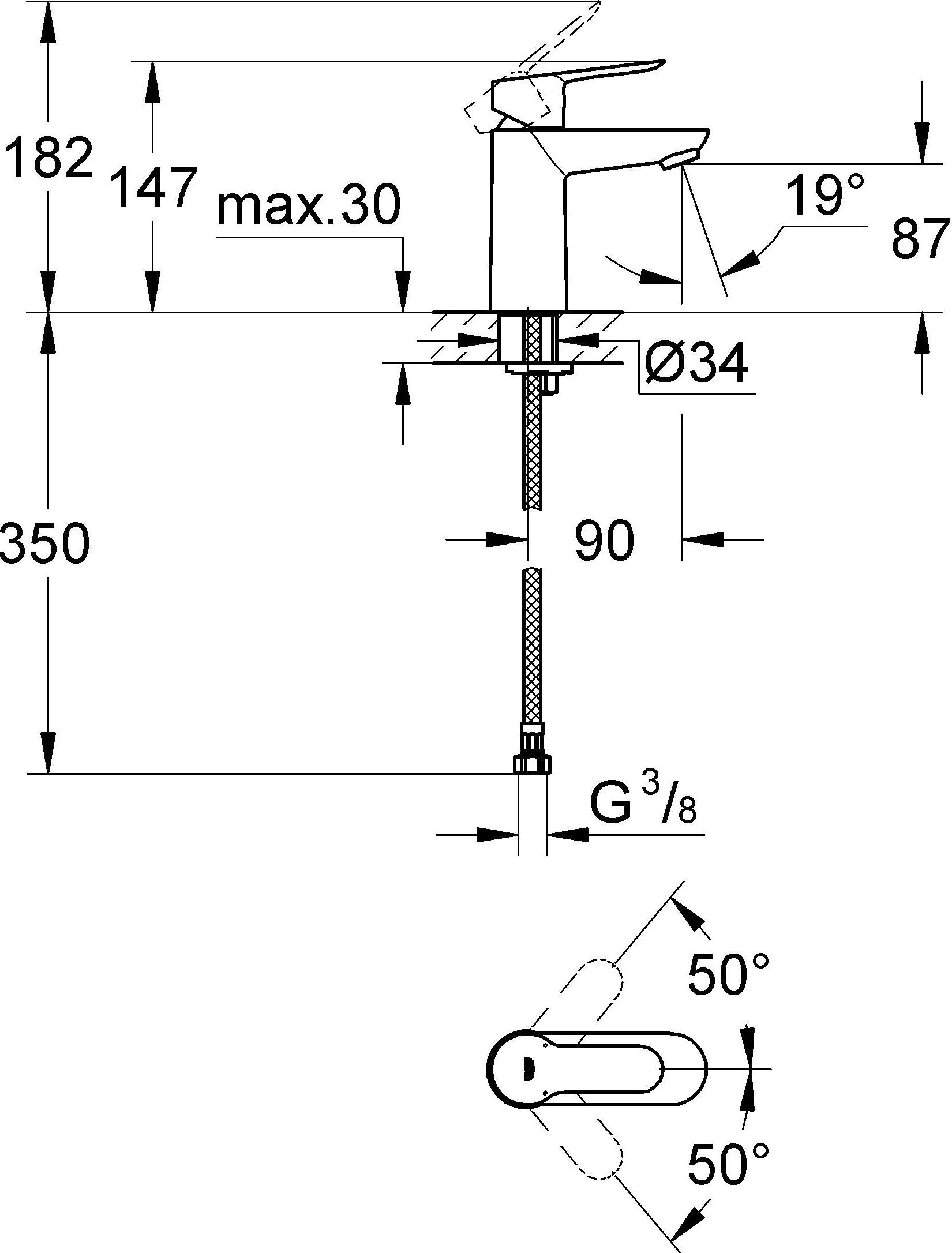 Смеситель Grohe BauEdge для раковины 23330000 - 3