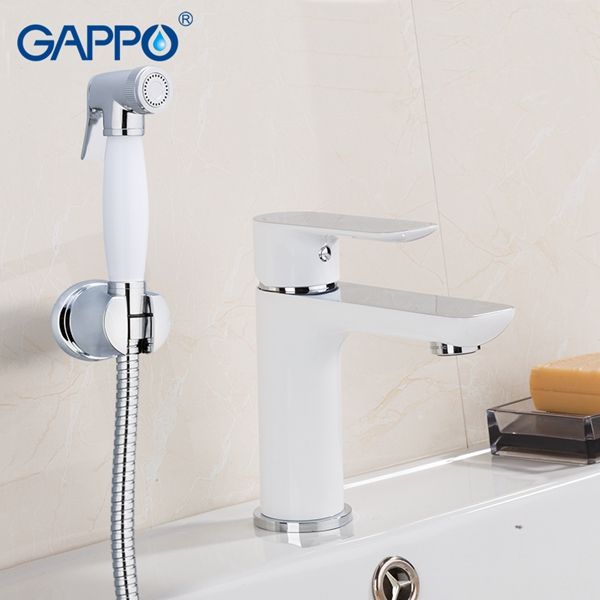 Смеситель для раковины с гигиеническим душем Gappo хром белый G1048-1 - 1