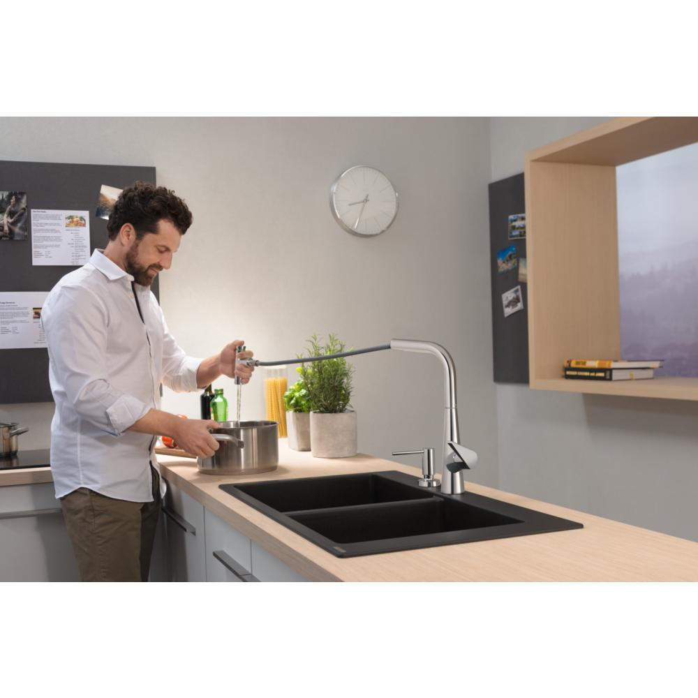 Кухонный смеситель однорычажный, 300, с вытяжным душем, 2jet, sBox Hansgrohe 73867000 - 4