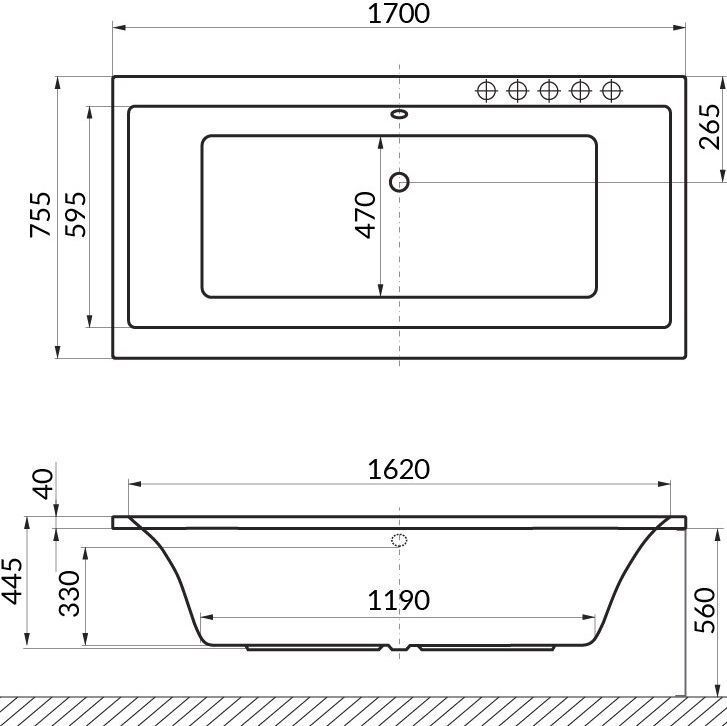 Ванна EXCELLENT Pryzmat 170x75 WAEX.PRY17WH - 1