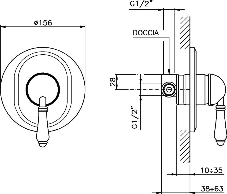 Смеситель Nicolazzi Signal 3406 CR 75 для душа 3406CR75 - 2