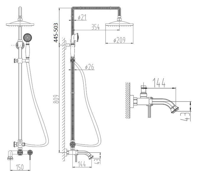 Душевая стойка Zorg Antic A 201DS-SL - 4