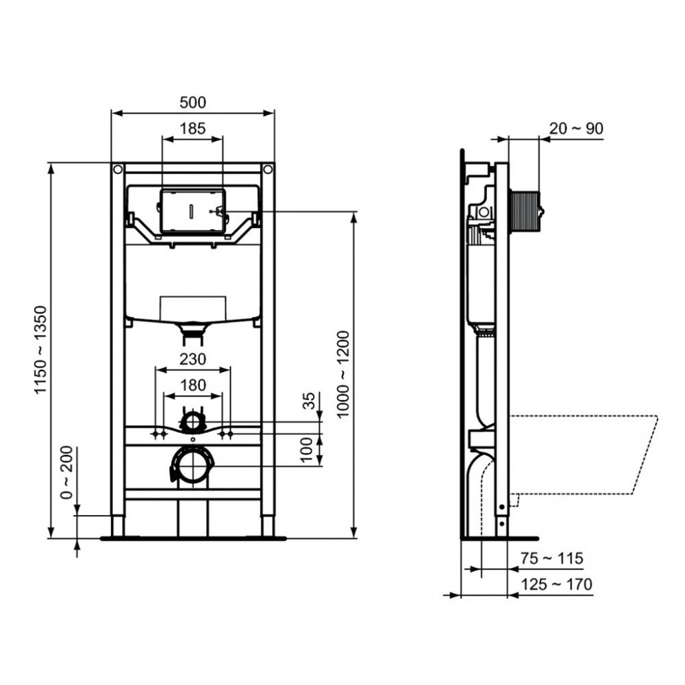 Инсталляция Ideal Standard Prosys с унитазом Connect Rimless, PR211601, сиденье микролифт, комплект - 2