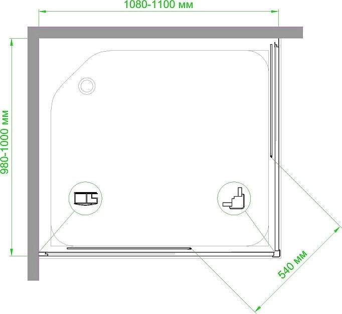 Душевой уголок Royal Bath HPD 110x100 профиль черный стекло матовое RB1110HPD-C-BL - 4