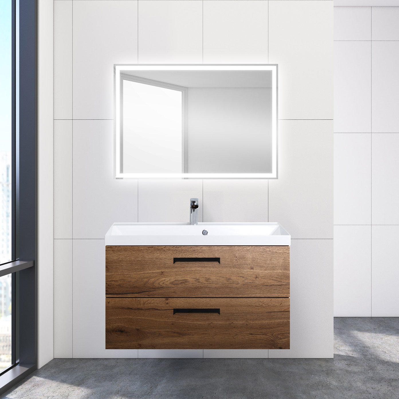 Тумба с раковиной BelBagno Aurora 90 rovere tabacco - 4