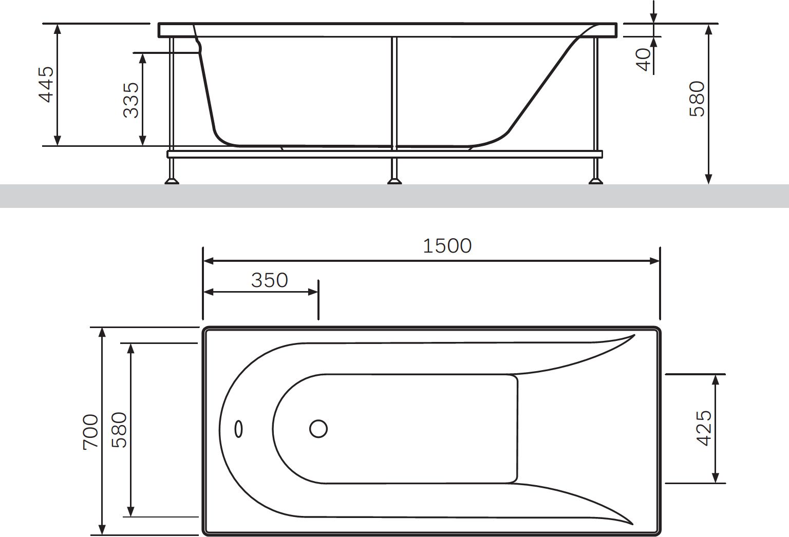 Акриловая ванна Am.pm Spirit 150x70 см  W72A-150-070W-A2 - 4